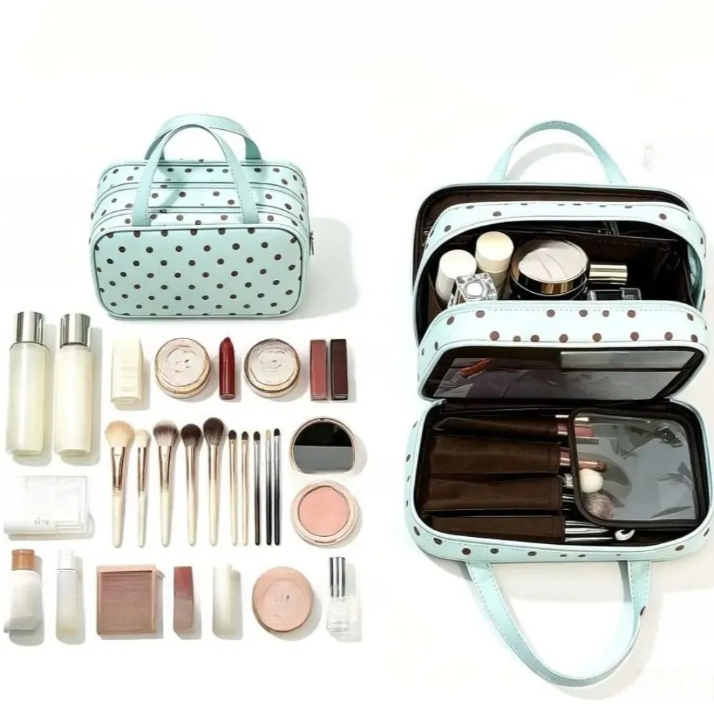 Waterproof Makeup Brush Organizer Bag Multilayer Portable PU Travel Cosmetic Handbag Storage Pouch Makeup Brushes Toiletries Bag — image 3