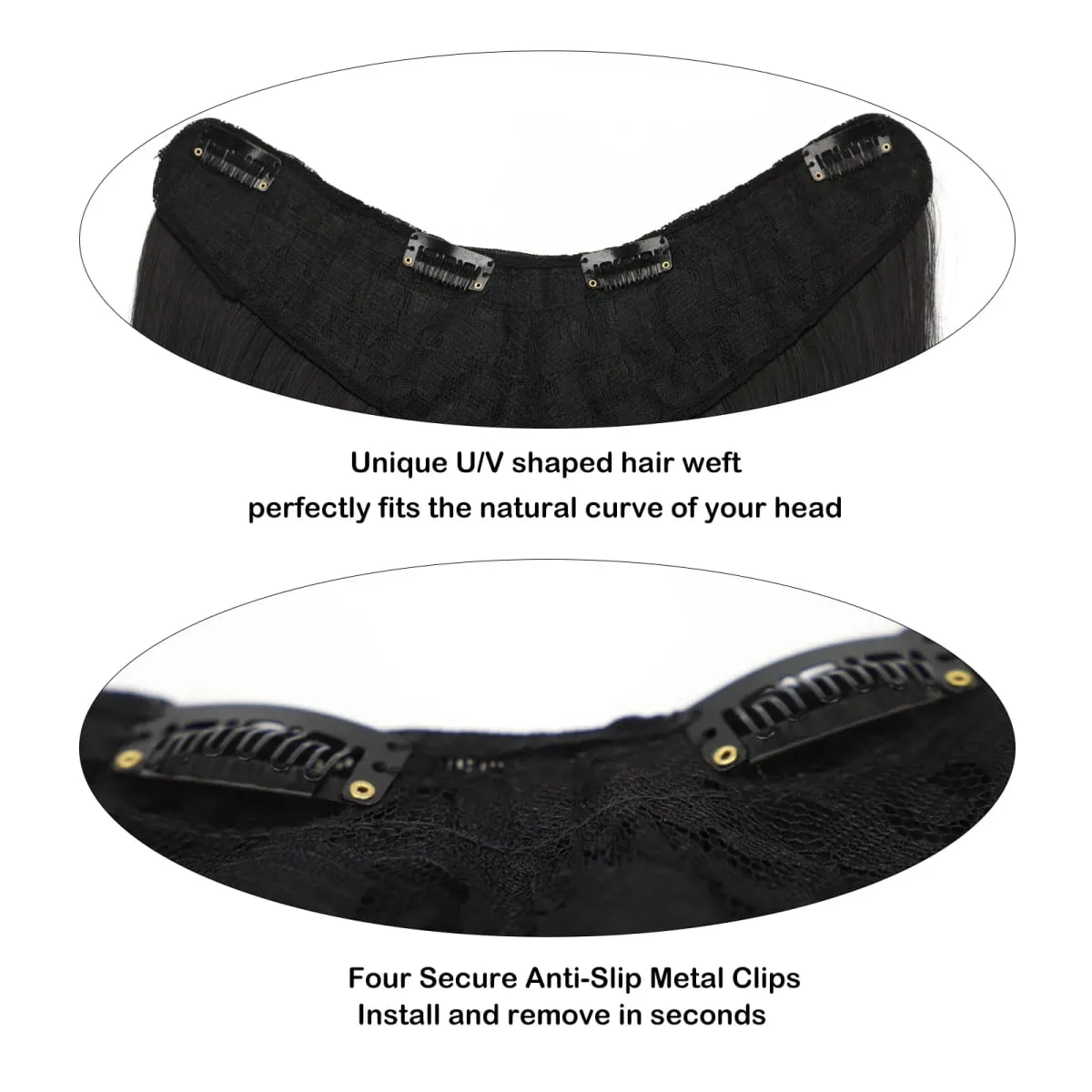 U Shaped One Piece Clip In Hair Extensions 4 Secure Clips Straight Ombre Synthetic Hairpiece 140g For Daily Party