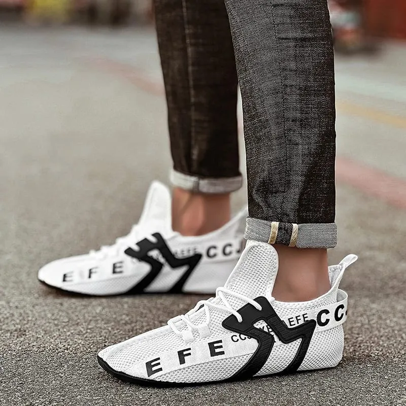 White Sneakers Men High Top Comfortable Breathable Mesh Casual Shoes Socks Shoes Big Size 47 Outdoor Walking Shoes for Men — image 5