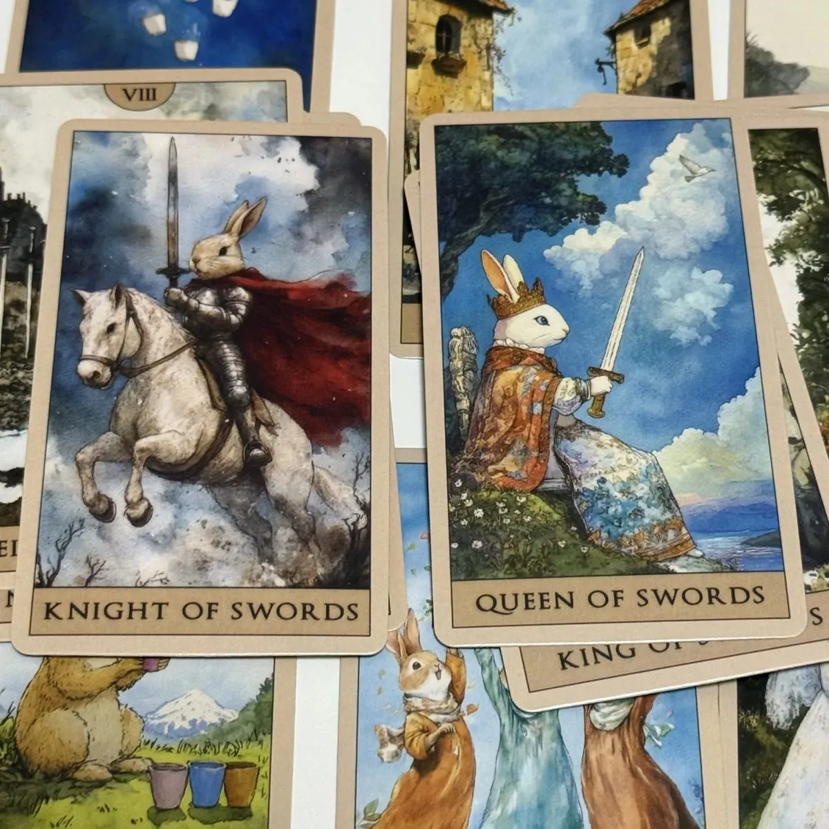 Jeu de Tarot lapin, 78 pièces, jeux de société, cartes aquarelle anglaises, cartes de Divination mignonnes — image 5