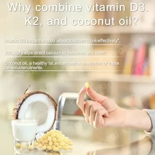 2-in-1 Vitamin D3+K2 Capsules with 5 000 IU D3 and 100mcg K2 180 Count Diet Supplement Maintain Daily Health & Enhance Immunity — image 3