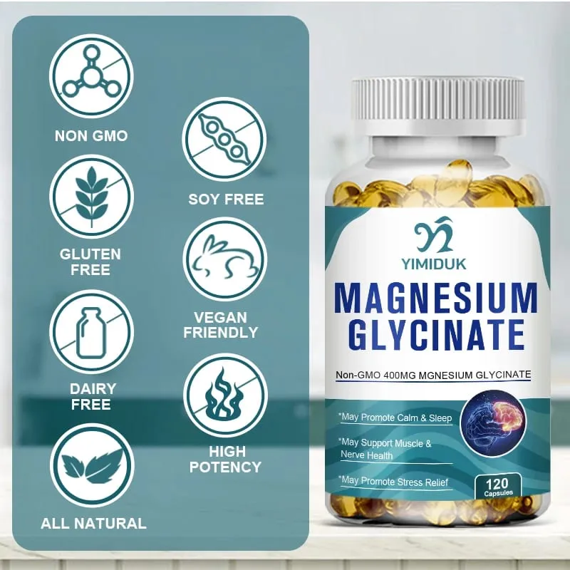 Magnesium Glycinate Capsules 400mg High Absorption Bone Support Health Care Mineral Supplement Promotes Muscle Gel 120 Capsules — image 7