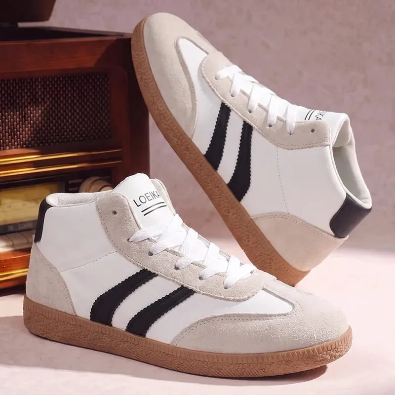 Men High‑Top Retro Sneakers Soft Upper Rubber Sole Lace‑Up All‑Match Shoes For Daily Casual Street Campus City Walking — image 5