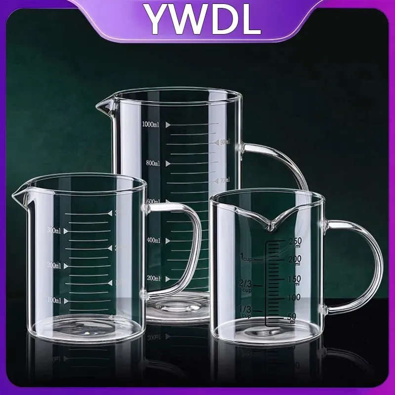 1/2pcs Glass Measuring Cup With Handle Heat-resistant Laboratory Beaker Kitchen Milk Coffe Measuring Mug 250/350/500/1000ml — image 1