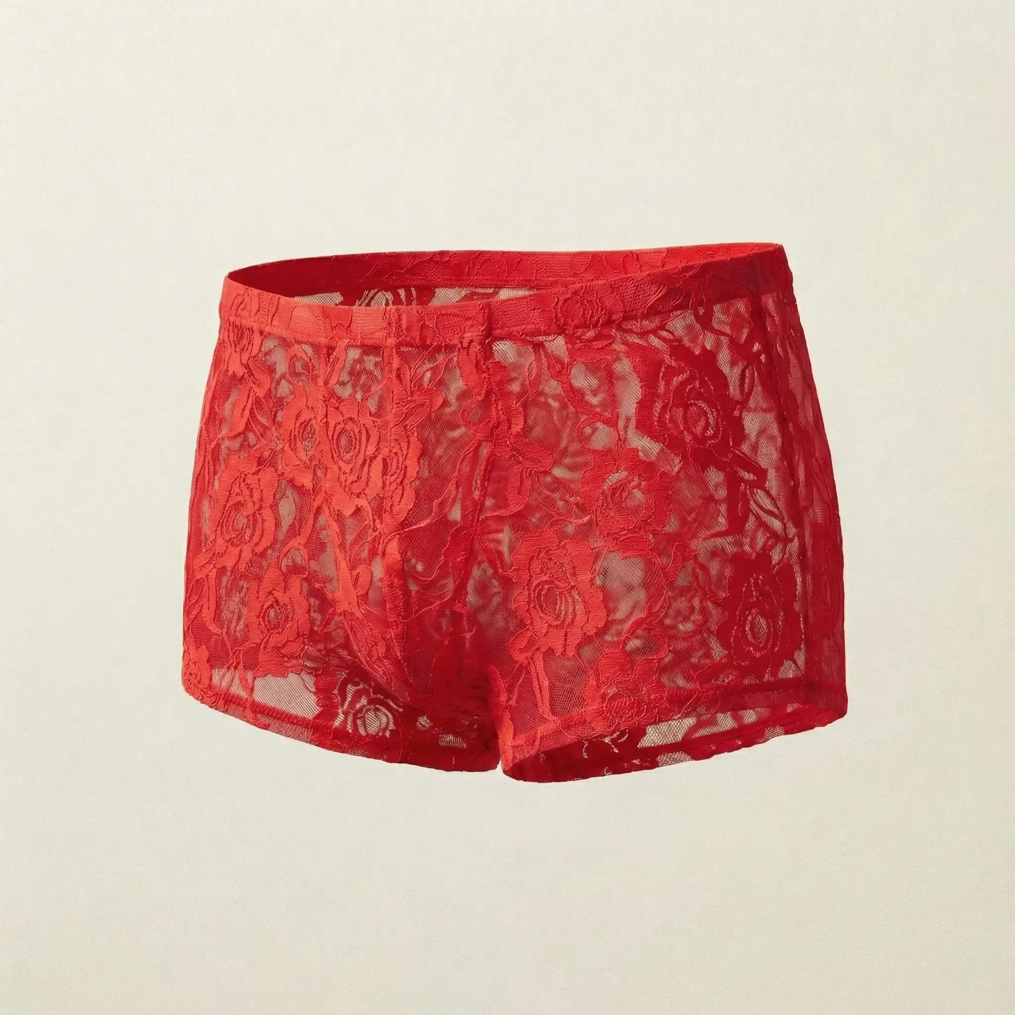 1Pc Men's Fashion New Design Sexy Lace Embroidery, High Elasticity Transparent Lace Flat Corner Underwear, Sexy, Ice Silk — image 2