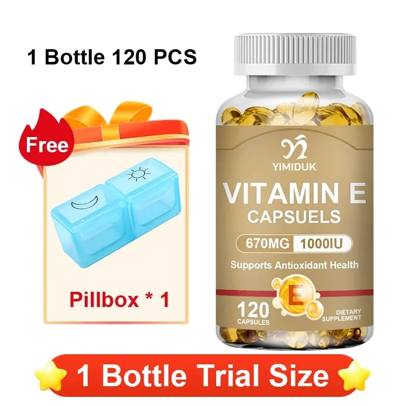 Vitamin E Supplements with Tocopherols & Safflower Oil Support Elasticity Shrink Pores Combat Aging & Antioxidant Immune — image 11