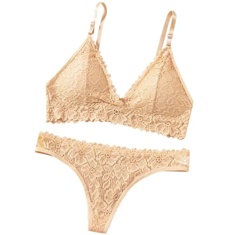 Women's Bra Set Large Size Sexy Lace Gathering Sling Vest Breathable Underwear Panties Womens Lingerie Set Bra and Panty Set — image 6