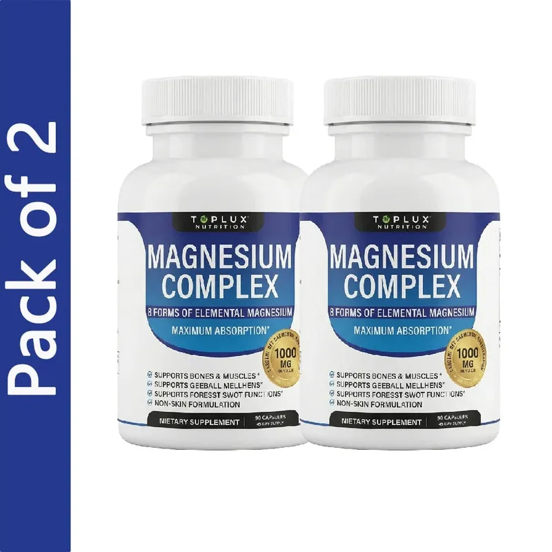 Magnesium Complex Supplement 8 Elemental 1000mg - Magnesium Glycinate Citrate Malate Taurate for Bones Recovery Energy