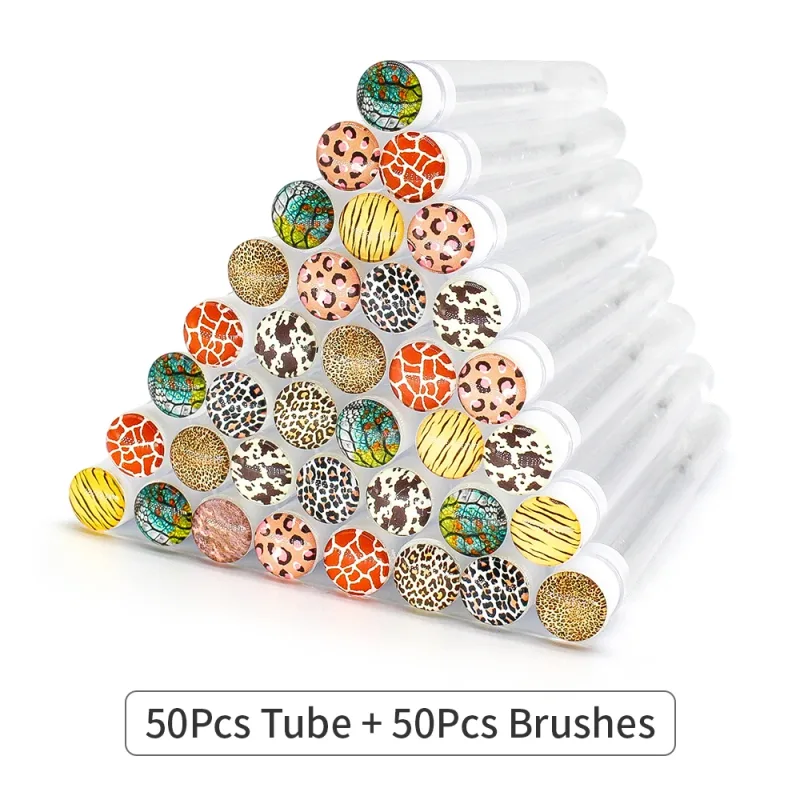 10/50pcs Leopard Style Reusable Makeup Brushes Tube Eyelashes Eyebrow Brush Replaceable Brushes Dust-proof Make Up Tools — image 7