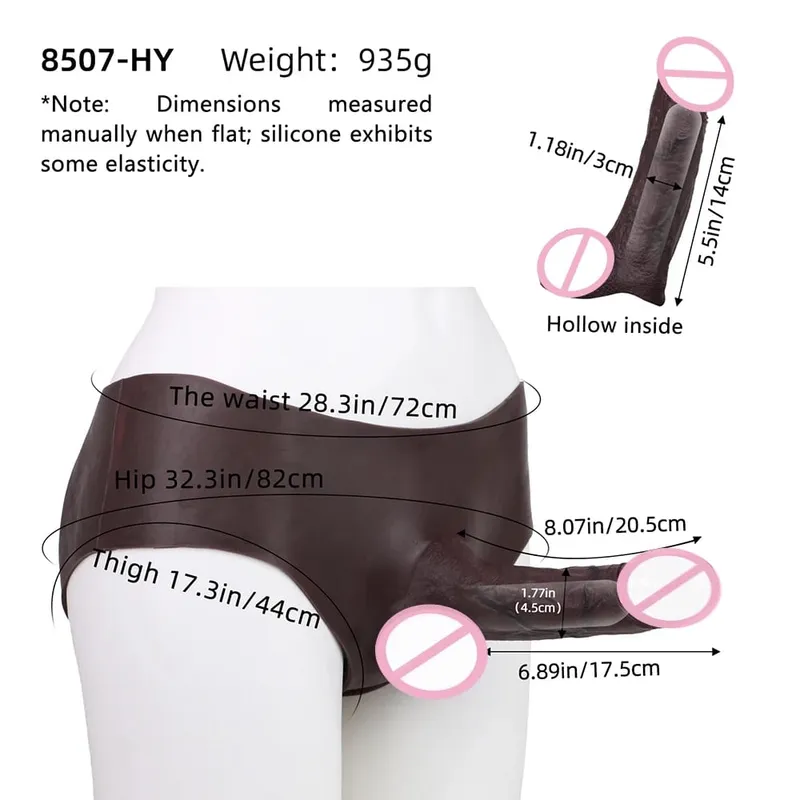 Mutandine con dildo cavo ultra realistico Slip in silicone Strapon Pene Estendi pantaloni a maniche Giocattoli sessuali per uomini Ingrandimento del cazzo