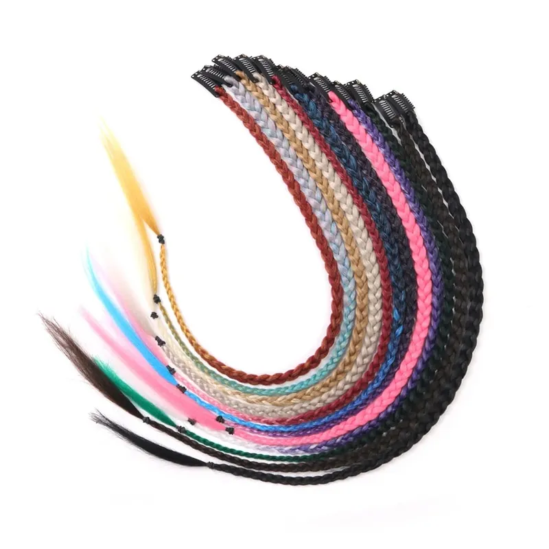 Estensioni clip-in sintetiche da 5 pezzi / lotto per le donne Coda di cavallo Arcobaleno Estensione dei capelli treccia 22 '' Ombre Parrucchino Treccia con clip — image 7