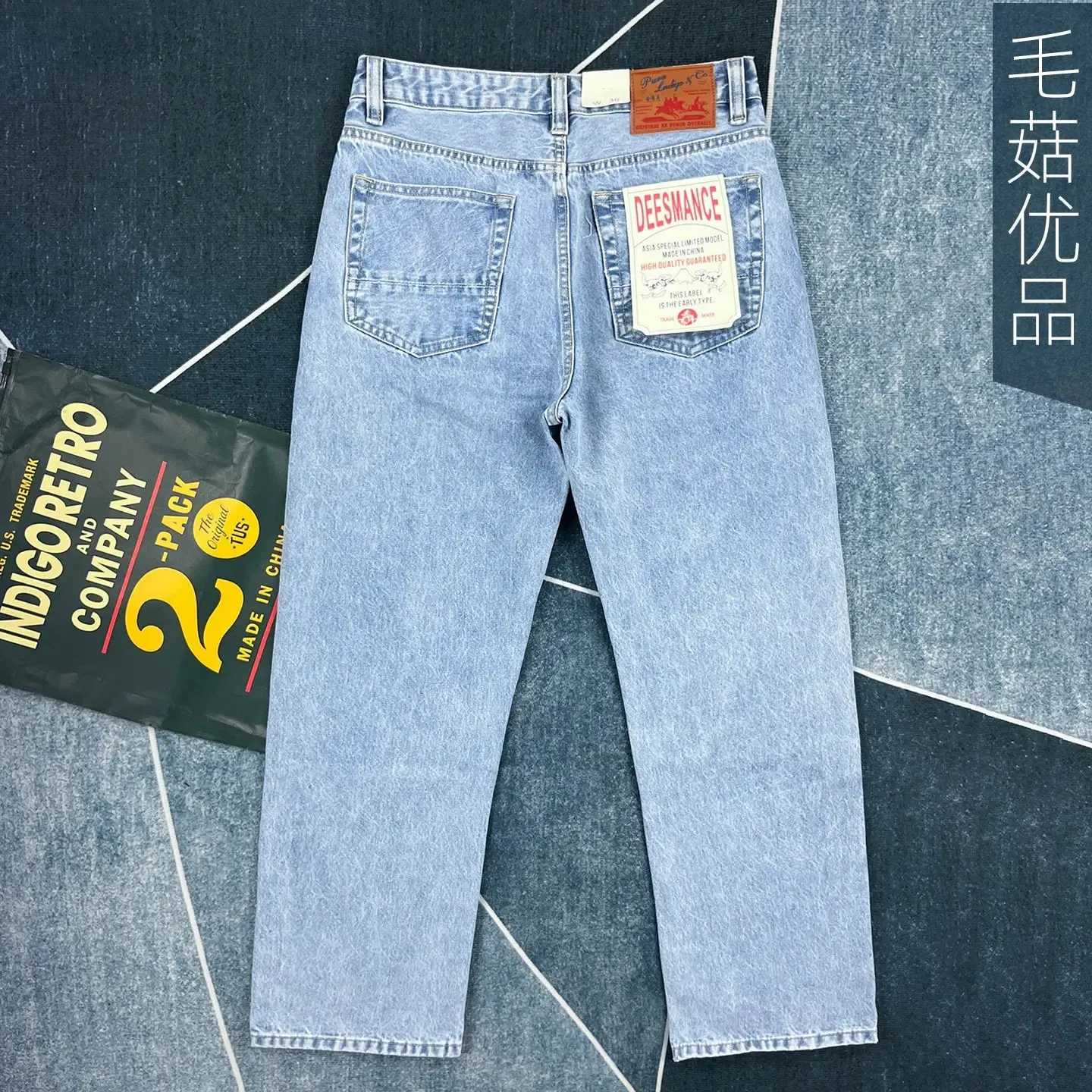 American Retro Casual Loose Straight-Leg Denim Jeans for Men 2026 Spring New 100% Cotton Washed Light Blue Workwear Pants