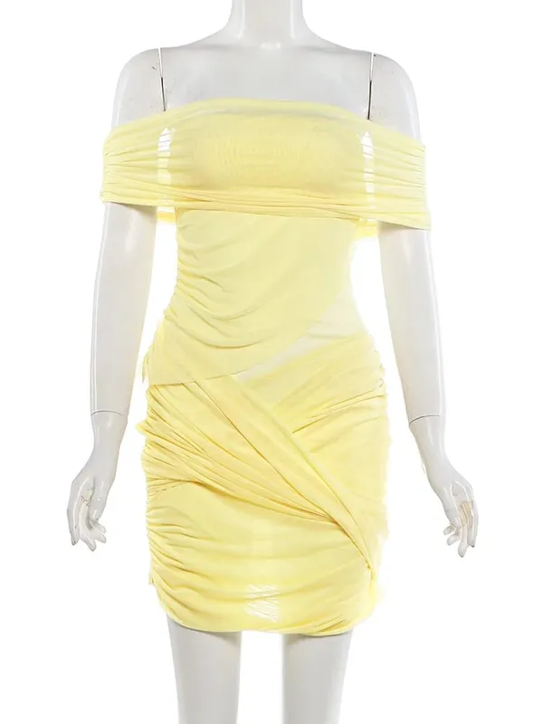 Nibber Prom Party Dress Women Sexy Patchwork Sexy Multi-Layer Mesh Cross Peach Hip Chic Clubwear Birthday Vacation Mini Bodycon — image 6