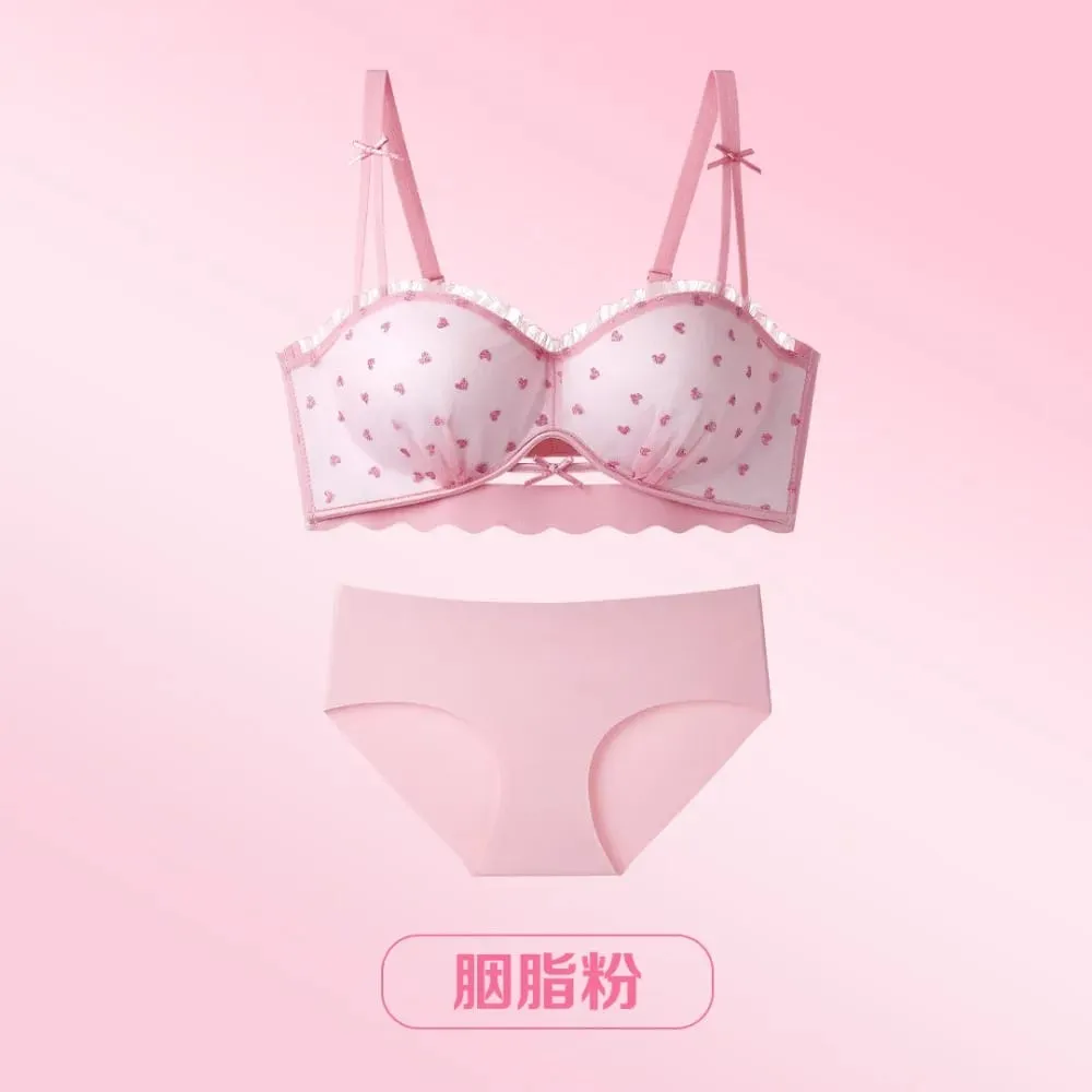 2026 New French Lace Half Cup Bra For Women Small Bust Push Up Enhance Anti Sag Pure Aesthetic Ladies Daily Lingerie Underwear — image 5