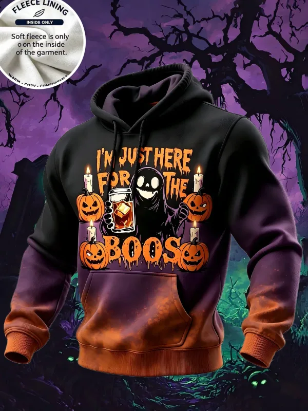 3D Print Halloween Fleece Hoodie Witch Black Cat Pumpkin Candy Skull Bowl Pullover Long Sleeve Kangaroo Pocket Sweatshirt — image 7