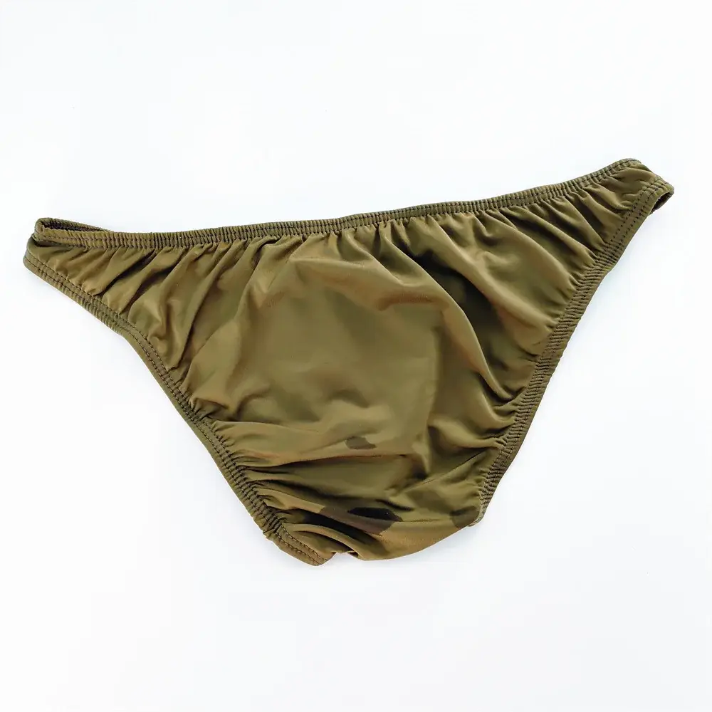 Solid Color Nylon Briefs Men Big Bulge Sexy Underwear Translucent Ice Silk Low Waist Bikini Panties U Convex Male Panties — image 4