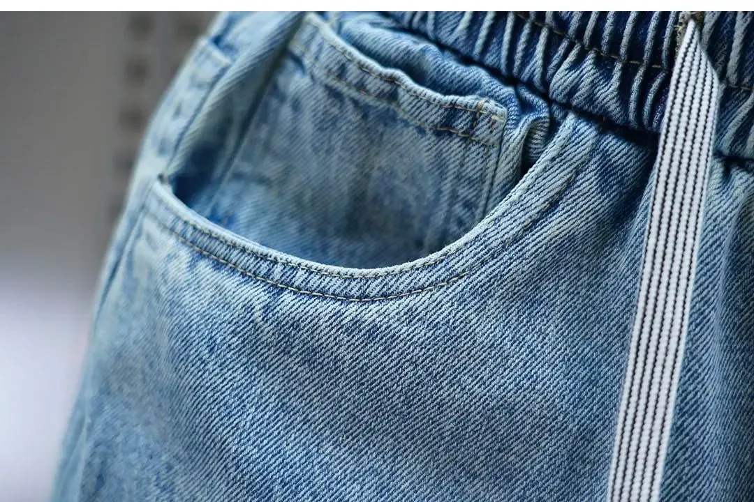 2026 Light Blue Gradient Harem Jeans Outdoor Casual Loose Fit Long Trousers Brand Men's Clothing — image 8