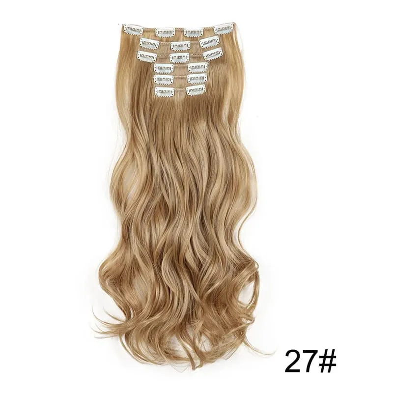 6pcs/set 24Inch Synthetic Long Curly Wavy Hair Extension 16 Clips High Tempreture Hairpiece Clip In Hair Extensions for Women — image 20