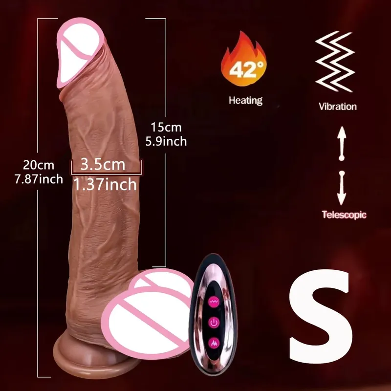 Realistic Dildo Vibrator Telescopic Sex Toys Vibrating Heated Silicone Penis Female Vaginal Masturbator Anal Plug Adult Supplies