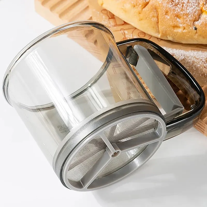 Compact Handheld Flour Sieve with Semi-automatic Function Baking Powder Shaker and Measure Cup Kitchen Tools — image 4