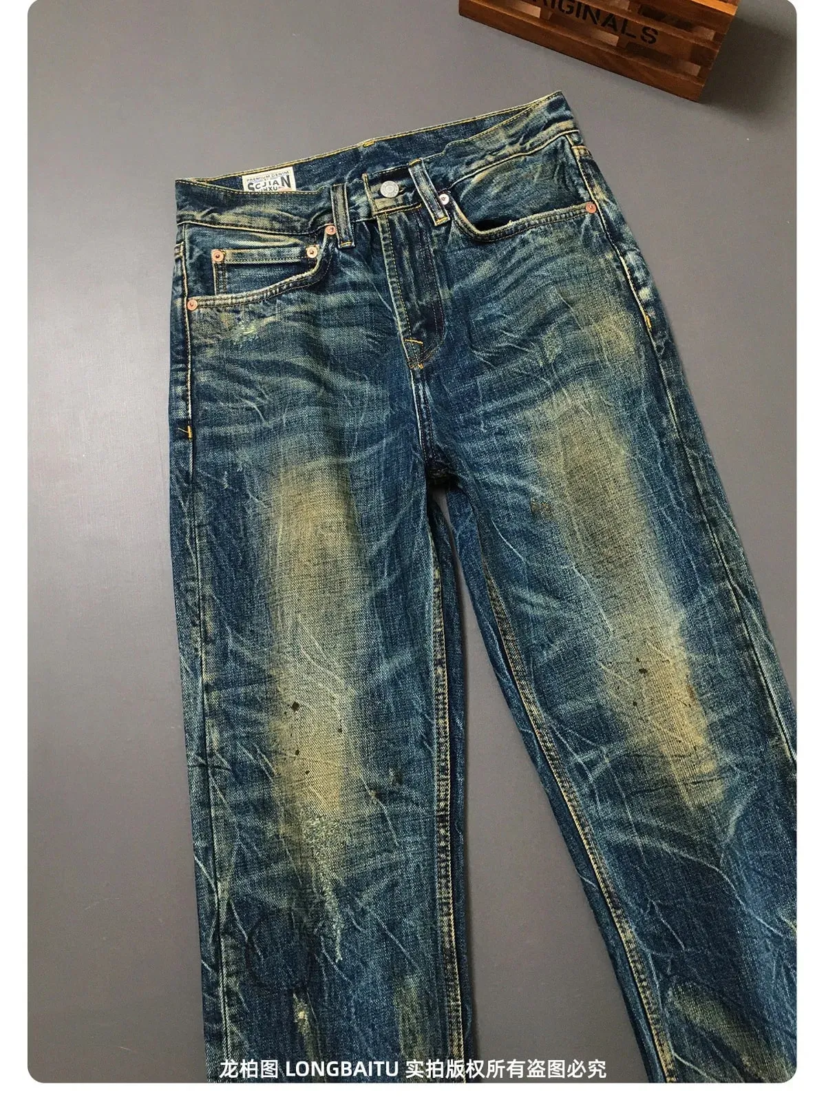 Heavy duty denim pants for men nostalgic trend 2025 new style distressed washed loose straight leg scratch jeans — image 9
