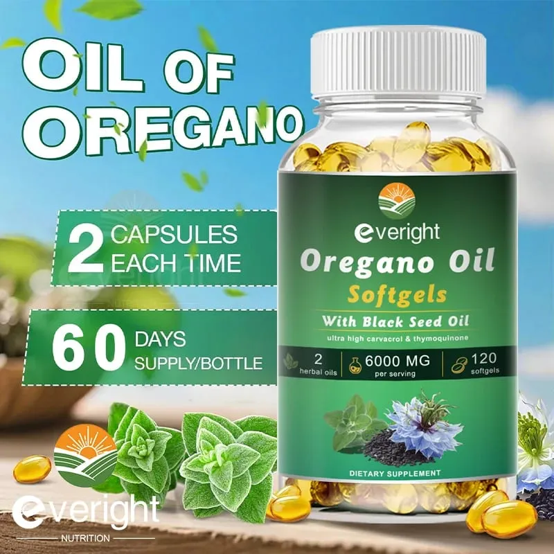 Organic Oregano Oil Capsules with Black Seed Oil for Antioxidant Digestive Balances Intestinal Flora Immune System Health — image 5