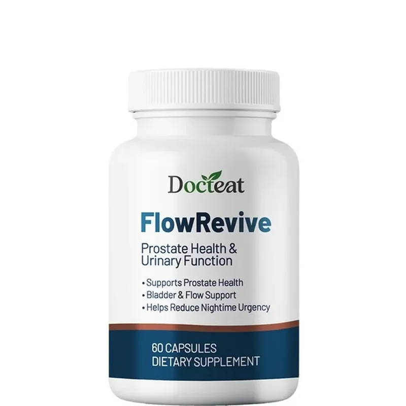 Docteat FlowRevive Prostate & Urinary Support Capsules with Saw Palmetto Pumpkin Seed and Pygeum Bark Extract - 60 Capsules