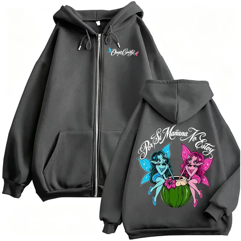 Omar Courtz Por Si Manana No Estoy Tour 2026 Merch Zipper Hoodies Men's Fashion Punk Harajuku Sweatshirt Jacket Coats Streetwear — image 5