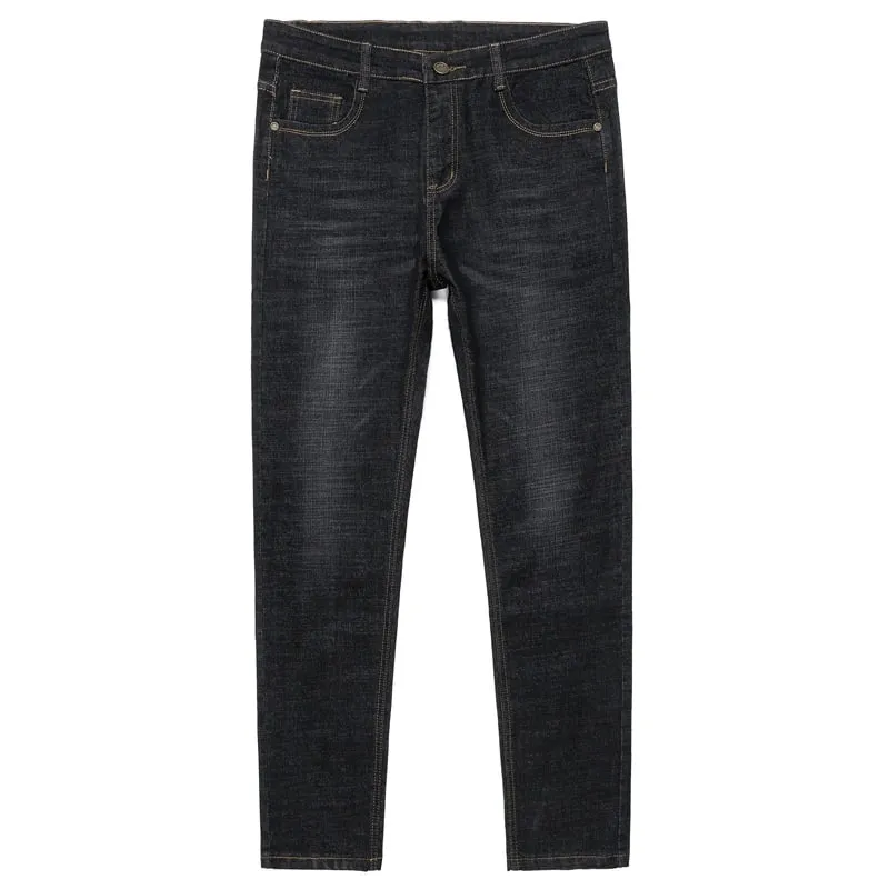 Grande taille 42 44 46 48 50 classique hommes jean ample droit noir bleu jean Stretch affaires pantalon décontracté homme marque pantalon — image 6