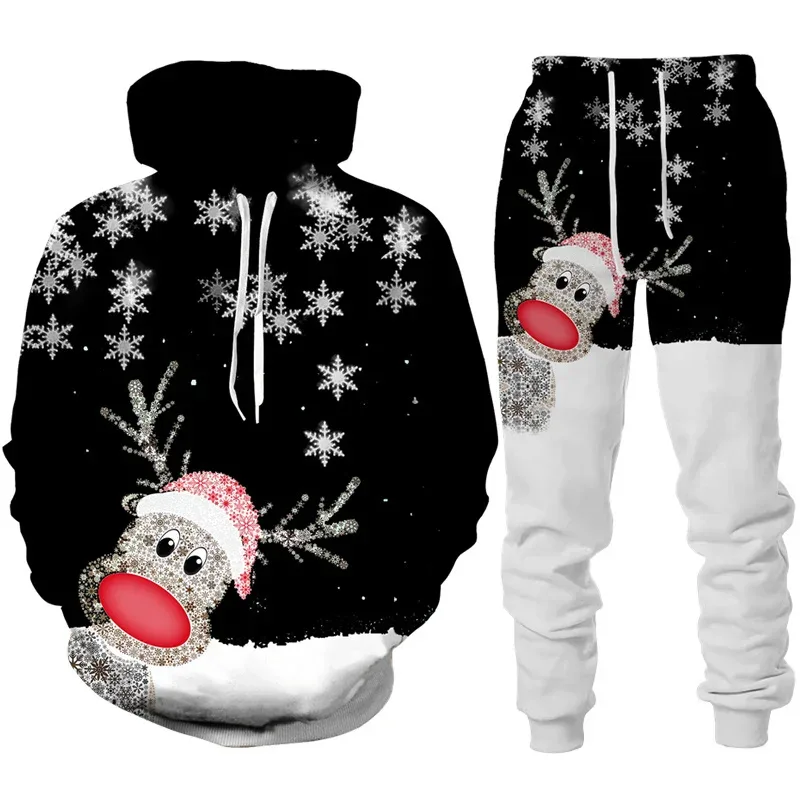 Fashion Funny Santa Claus 3D Print Tracksuit Set Man Woman Hoodie+Pants 2pcs Set Oversized Casual Christmas Party Couple Clothes — image 22