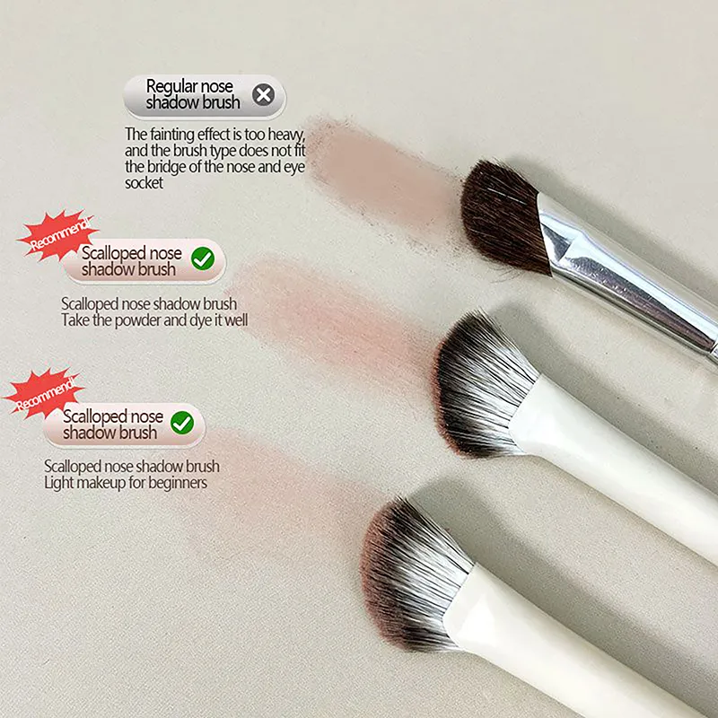 1Pc Half Fan-shaped Nose Shadow Brush Highlighter Blush Makeup Brushes Fit Nose Eye Contour Women Facial Beauty Tools.~