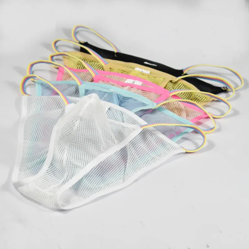 Men's Low Waist Briefs Sheer Striped Design Soft Comfortable Breathable Quick Dry Underwear for Men 5 Colors Available S-XL — image 3