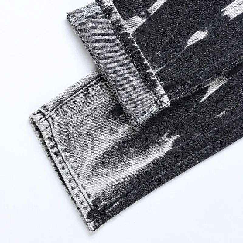 New Patchwork Ripped Jeans Men's Slim Fit Moto Biker Fashion Denim Trousers Vintage High Street Black Casual Pants Street Wear — image 6