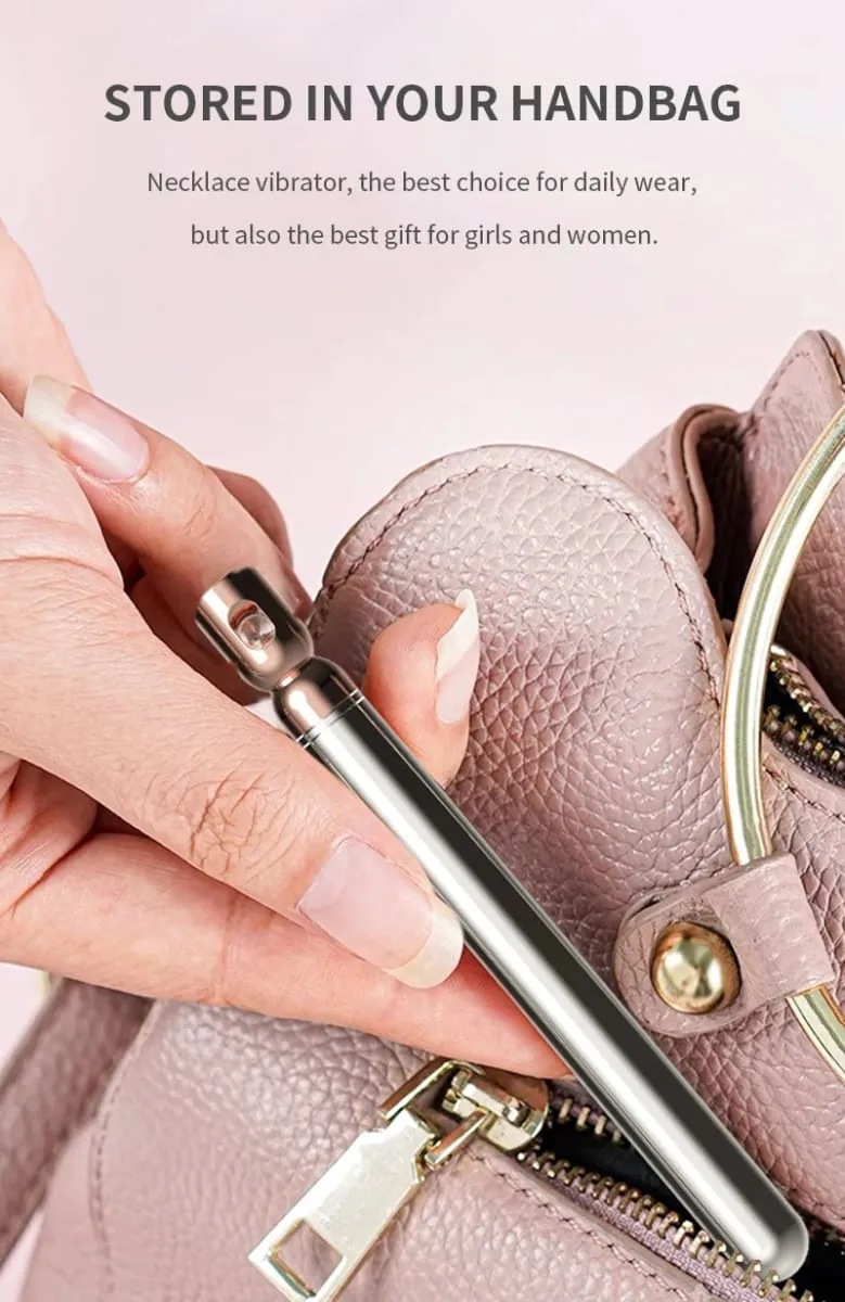 Necklace Bullet Vibrators Rechargeable Portable Stainless Steel Sliver Vibrating Pendant Massager Discreet Sex Toys For Women — image 4