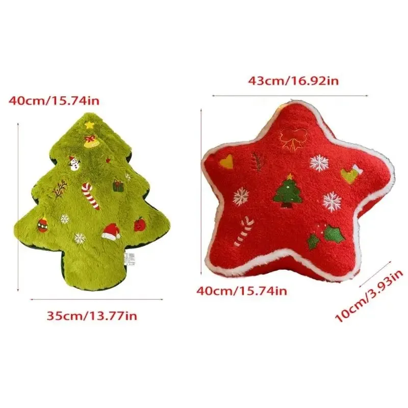 U13F Christmas Plush Pillow Soft Holiday Cushion for Warm Kids Room Seasonal Decors