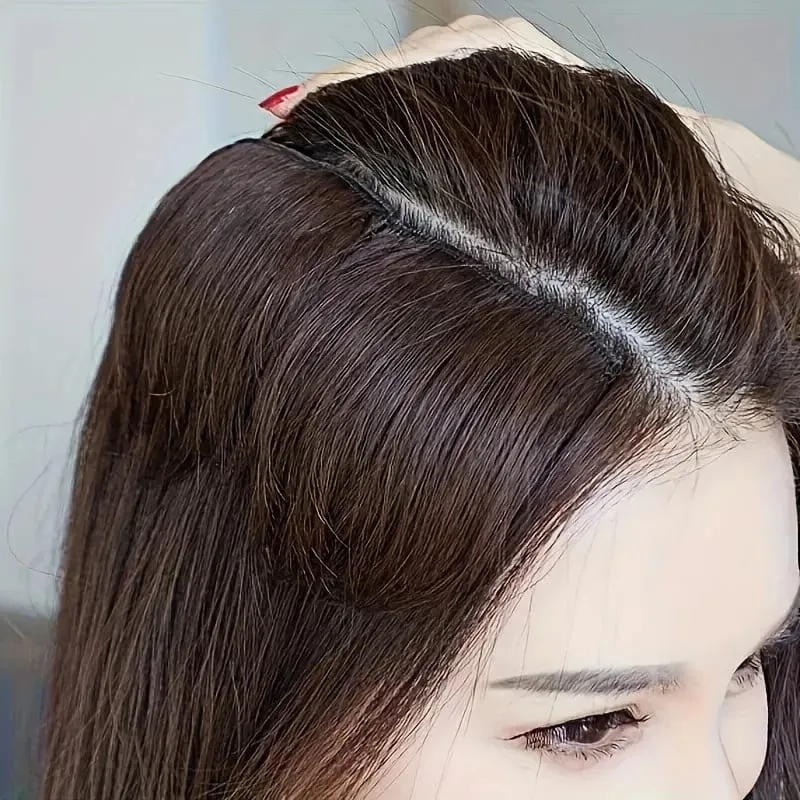 Synthetic 10cm Clip In Hair Extensions Short Straight Topper Invisible Seamless Side Cover Hairpiece Natural Volume Easy Wear — image 4