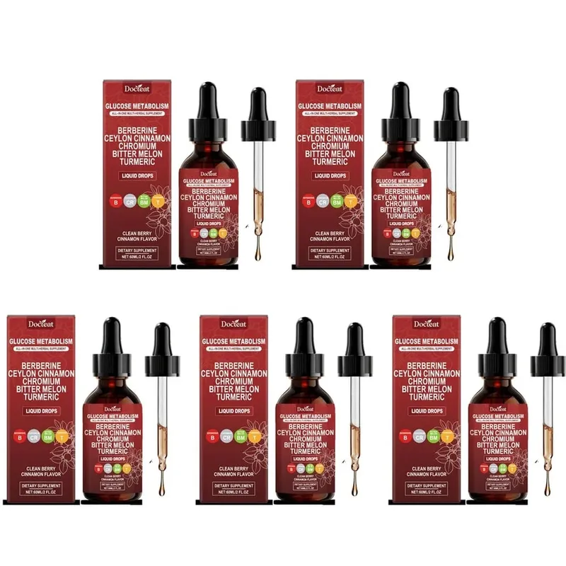 Docteat Glucose Metabolism Liquid Drops with Berberine and Ceylon Cinnamon Supports Smooth Breathing and Clean Airways 60 ML