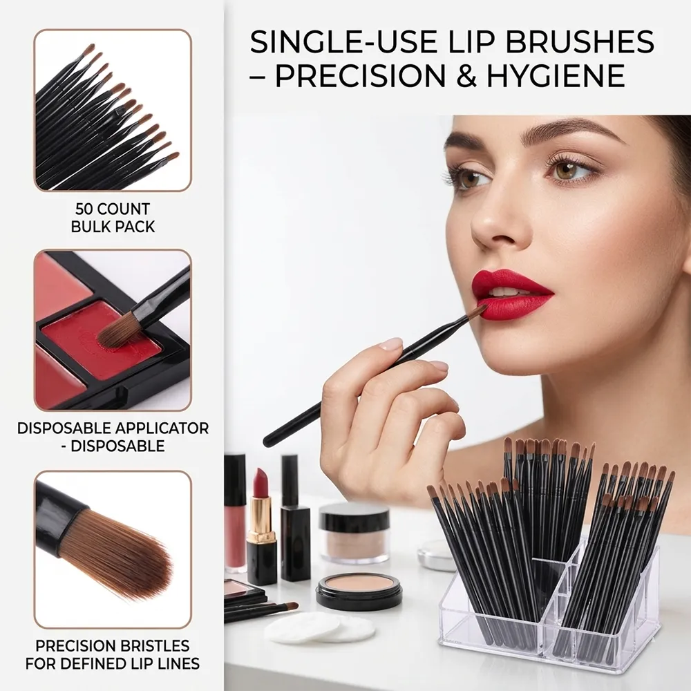 50/100pcs Disposable Lip Brush Set Lipstick Gloss Wands Applicator Makeup Brushes Professional Beauty Cosmetic Tool — image 2