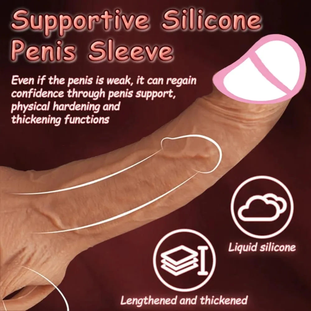 Penis Training Realistic Dual Density Silicone Penis Sleeve Cock Ring Extender Male Sex Toy Dildo Cock Sleeve for Erection — image 2
