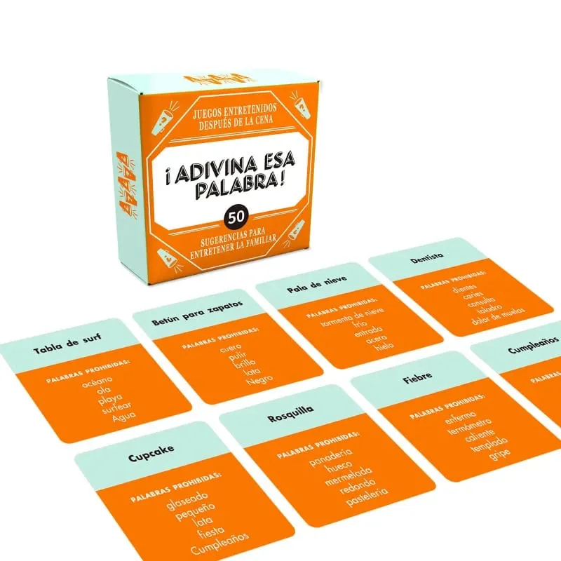 Spanish Word Guessing Board Game – 50 Vocabulary Cards Language Learning Party Game For Adults & Teens Christmas & New Year Gif — image 1