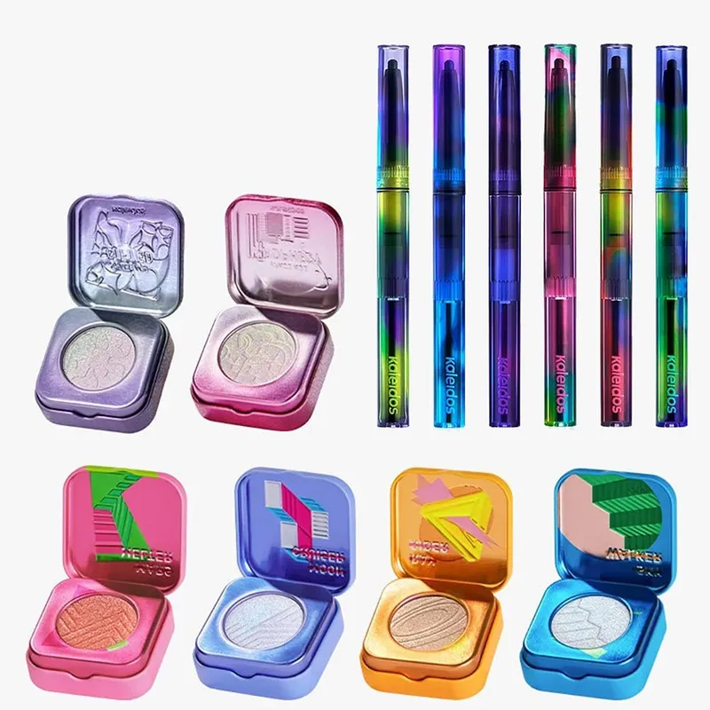 Kaleidos Automatic Gel Eyeliner Pencil Chameleon Eye Shadow Highlighter Chrome Glitter Face Makeup Set Chameleon Diamond Powder — image 1