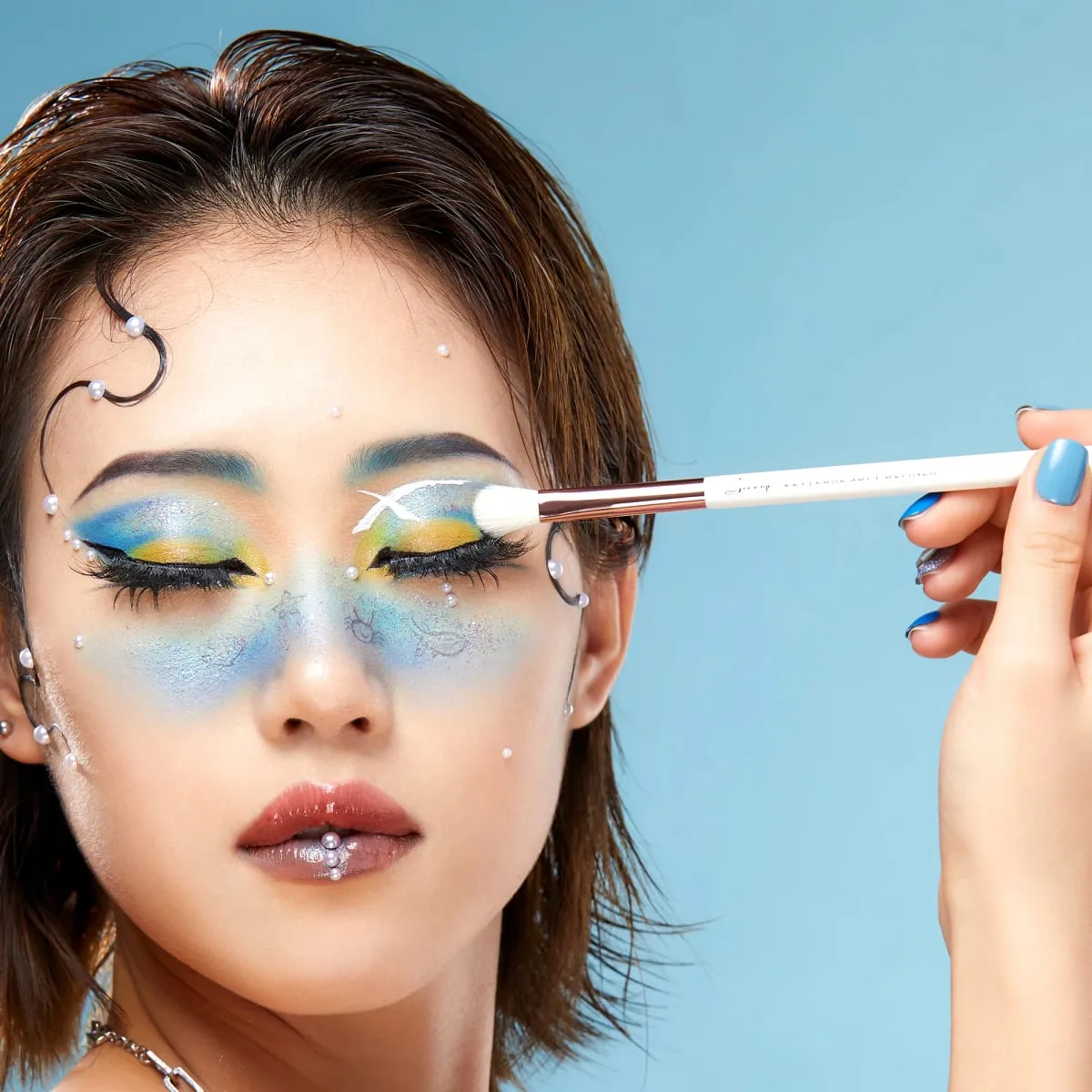 Jessup ชุดแปรงแต่งหน้า 15 ชิ้นชุดแปรงตาสังเคราะห์ธรรมชาติอายแชโดว์ Eyeliner Eyebrow Blending Pearl สีขาว T217 — image 5