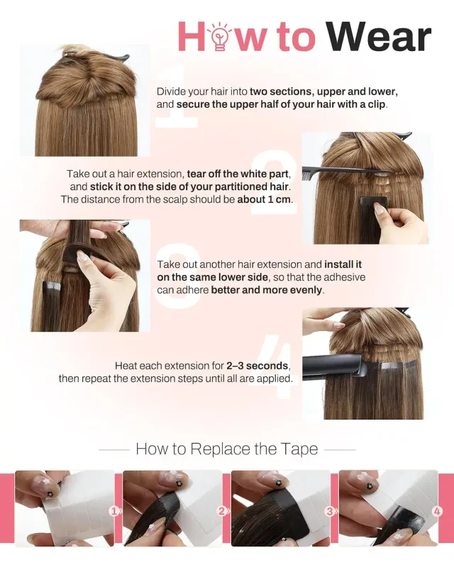Moresoo Double Sided Tape in Hair Extensions 100% Real Natural Silky Striaght Hair 20PCS 40PCS Blonde Tape Adhesive Extensions