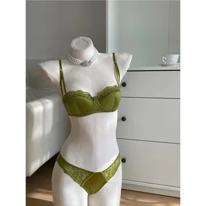 Hot Sexy Franse Kant Push Up Bh Set Demi Cup Ademend Dunne Draad Beha Anti Droop Kant Vet Controle Verzamelen Voor Kleine Buste S-XL