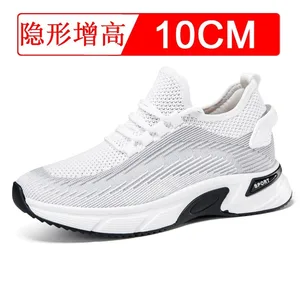 Sepatu Lift Tak Terlihat Meninggi 8cm. Sepatu Olahraga Kain Jaring Bernapas Meninggikan Bagian Dalam untuk Sepatu Pria Ukuran 6cm