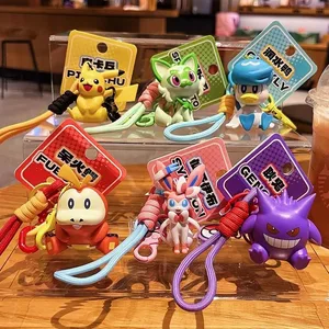 Clauer de Pokémon genuí Pikachu Gengar Sylveon Sprigatito Quaxly Fuecoco Anime Figura d'acció Clauer de joguina Penjoll de fragància