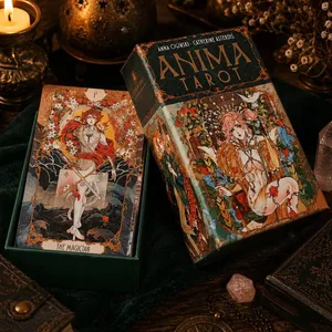 Double-embossed with Gorgeous Anime-Style Illustrations 78 Pcs Art Nouveau Tarot Cards 12*7cm Anima Tarot Deck in Rigid Box