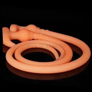 Super Long Anal Plug Whip Silicone Wearable Butt Plug Hollow Enema Vaginal Cleaning Dildos Mas Malalim 18+ Pang-adultong Mga Laruan sa Pagtatalik para sa Mag-asawa