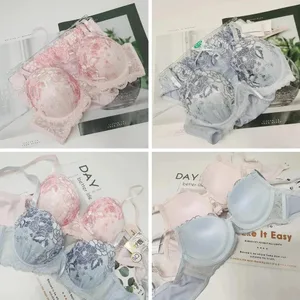 Ensemble soutien-gorge et culotte sexy en dentelle pour femmes, soutien-gorge sans course, lingerie confortable et respectueuse de la peau