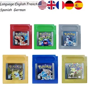 Molts estils Pokémon Vermell Blau Cristall Daurat Verd Plata Groc Targeta de joc GBC Cartutx de videojocs de 16 bits Targeta de consola GB/SP